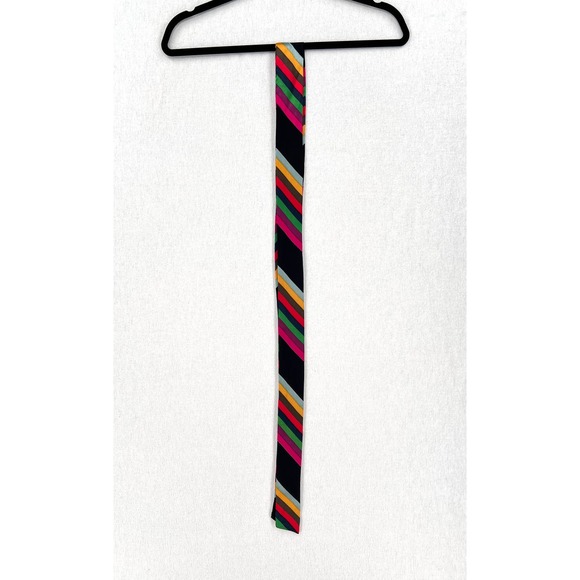 ALICE + OLIVIA Midi Dress Womens 2 Black Rainbow Multi Chevron Burnout Tie Waist - Picture 12 of 16
